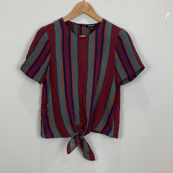 Madewell Button-Back Tie Tee in Rosalinda Stripe - Picture 3 of 16